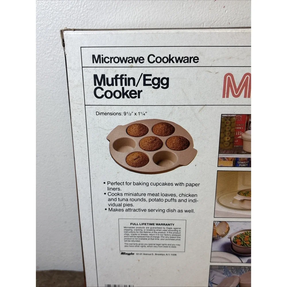 Vtg Anchor Hocking  Microwave Cookware 6 Cup Cupcake Egg Muffin Pan Microware